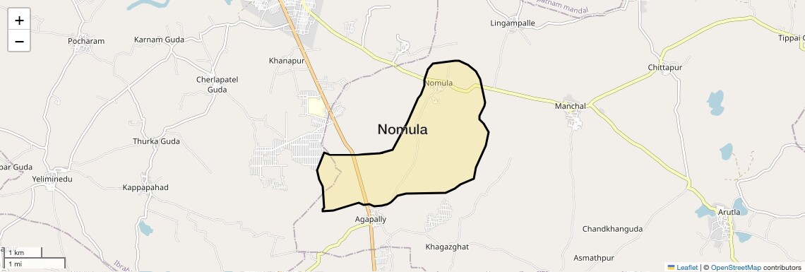 Location Map of Nomula, Hyderabad