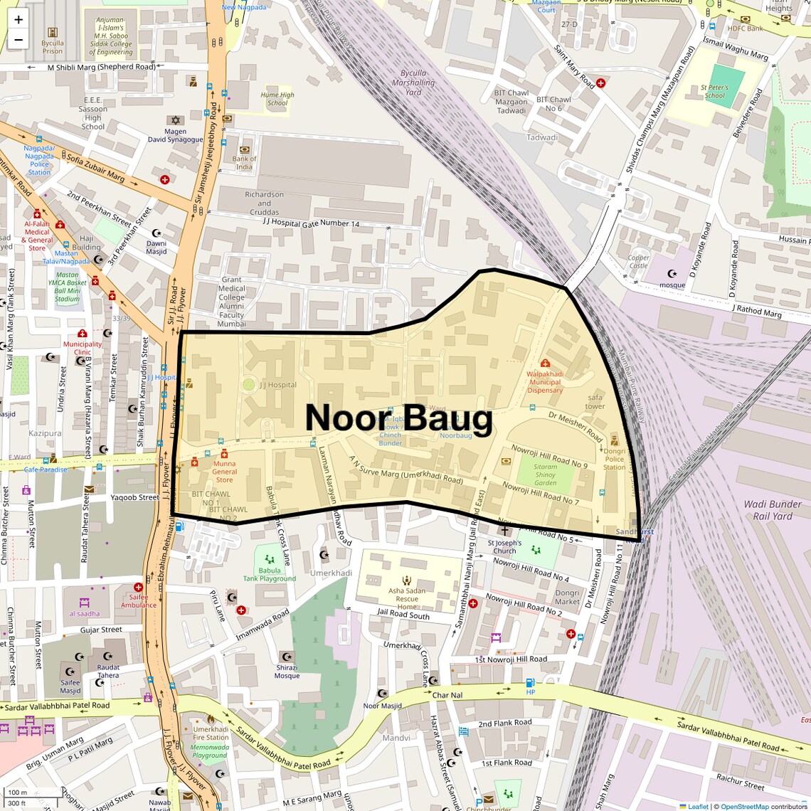 Location Map of Noor Baug, Mumbai