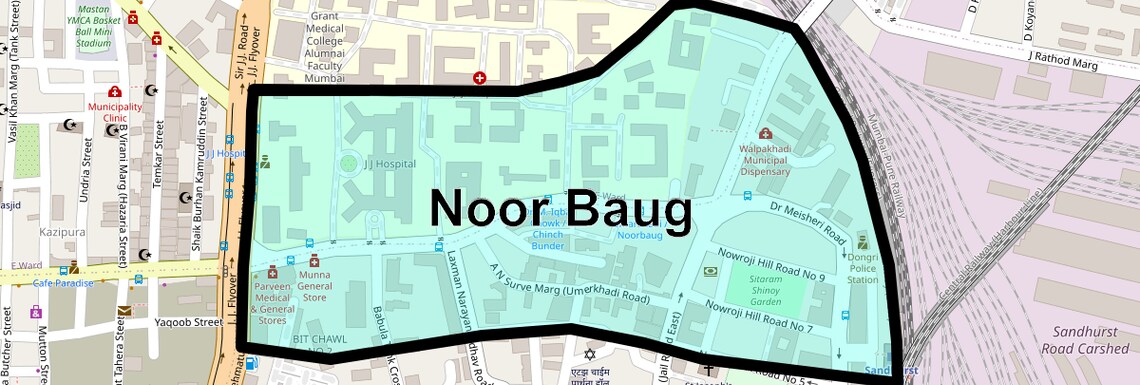 Location Map of Noor Baug, Mumbai
