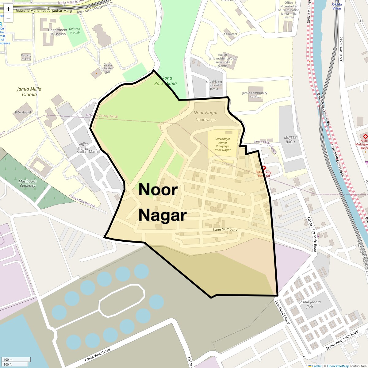 Location Map of Noor Nagar, Delhi