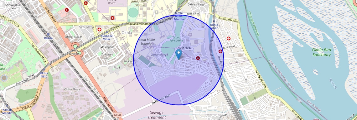 Location Map of Noor Nagar, Delhi