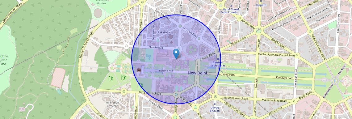 Location Map of North Block, Delhi
