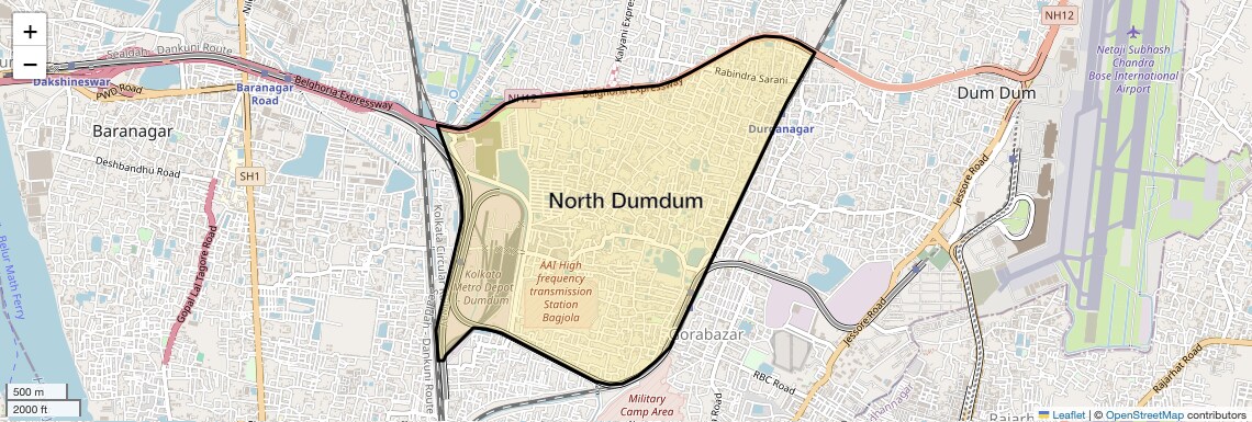 Location Map of North Dumdum, Kolkata