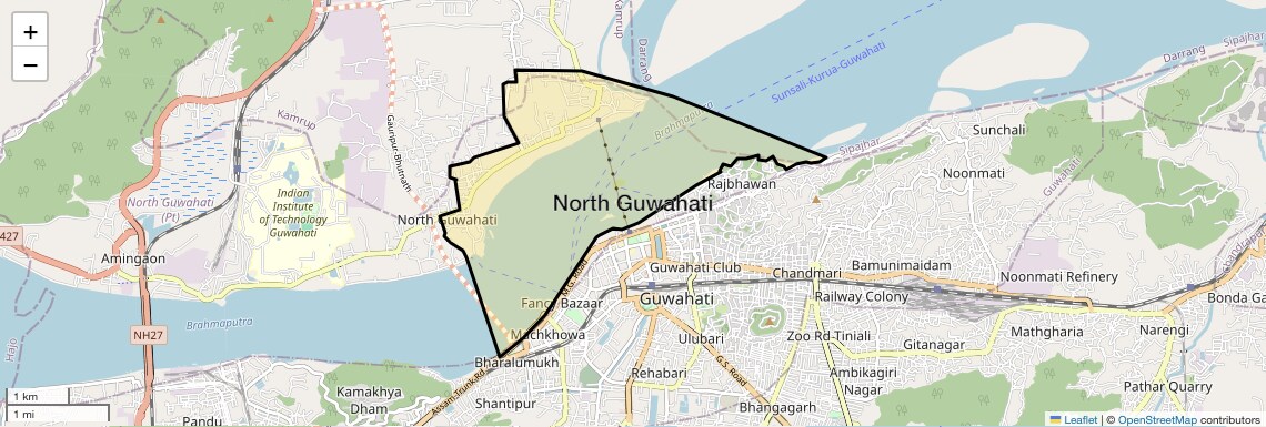 Location Map of North Guwahati, Guwahati