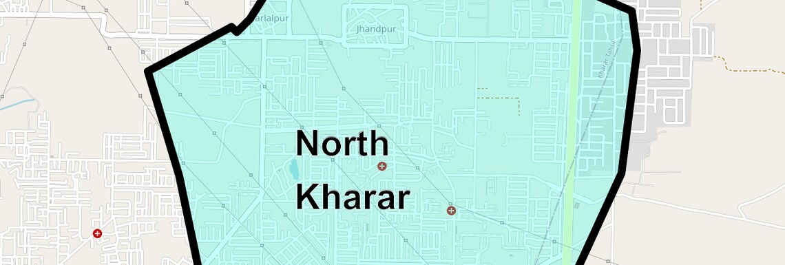 Location Map of North Kharar, Chandigarh