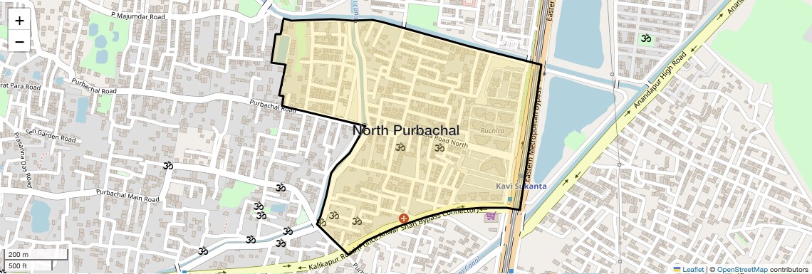 Location Map of North Purbachal, Kolkata