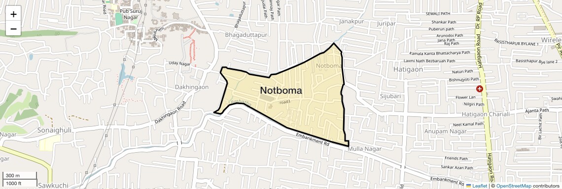 Location Map of Notboma, Guwahati