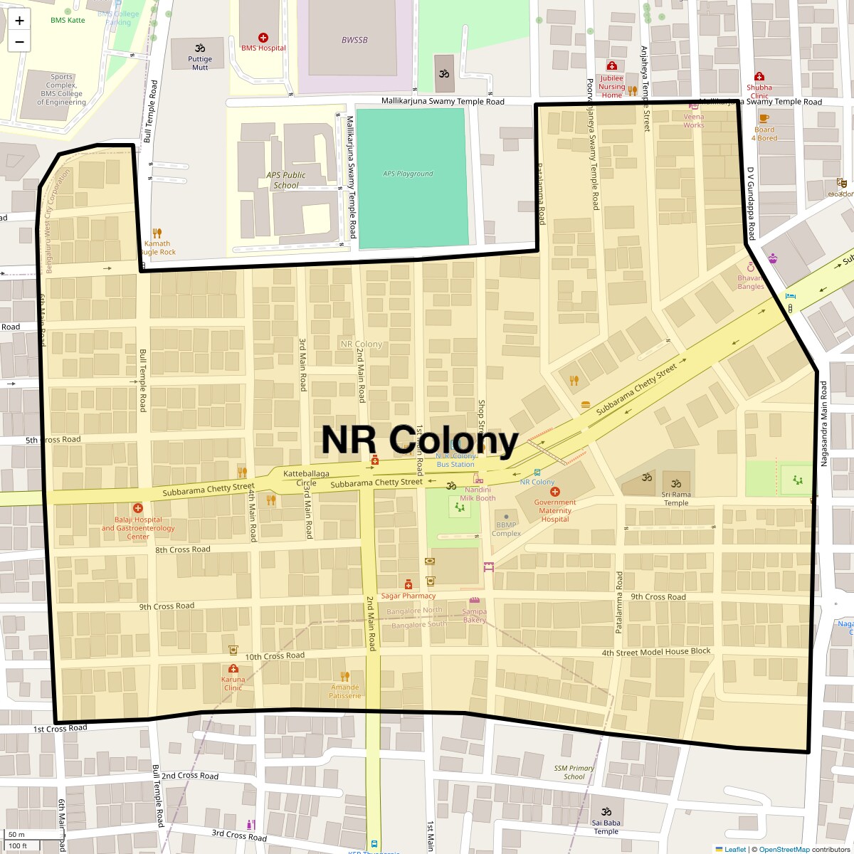 Location Map of Nr Colony, Bangalore
