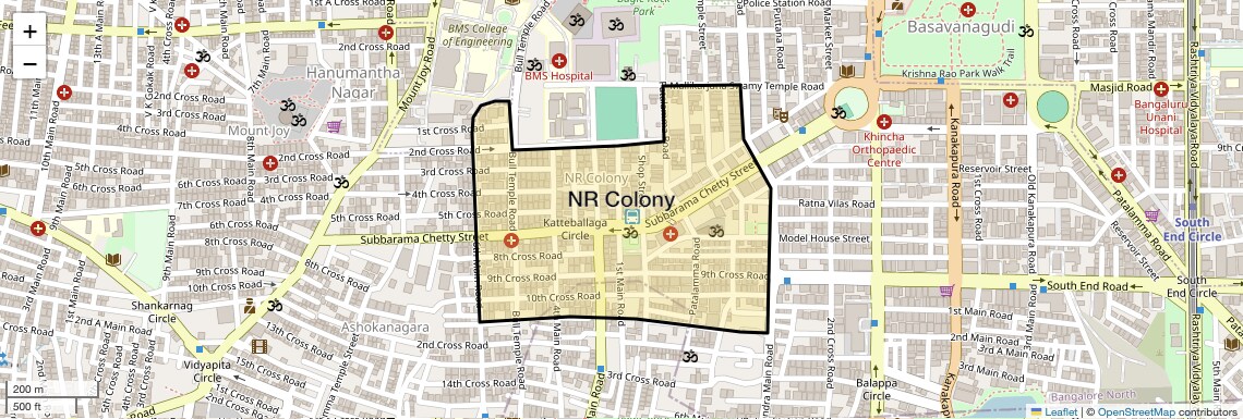 Location Map of Nr Colony, Bangalore