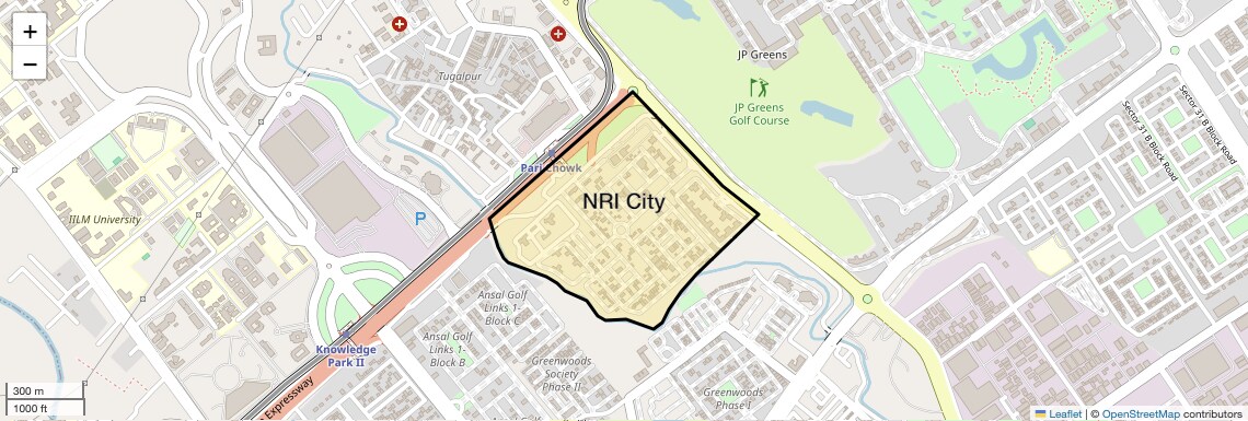 Location Map of NRI City, Greater Noida