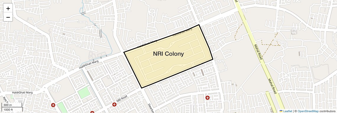 Location Map of NRI Colony, Jaipur