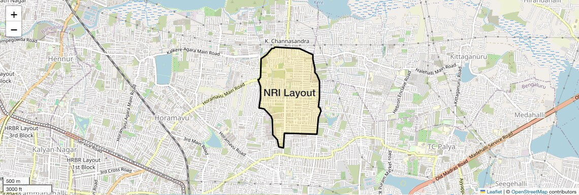 Location Map of NRI Layout, Bangalore