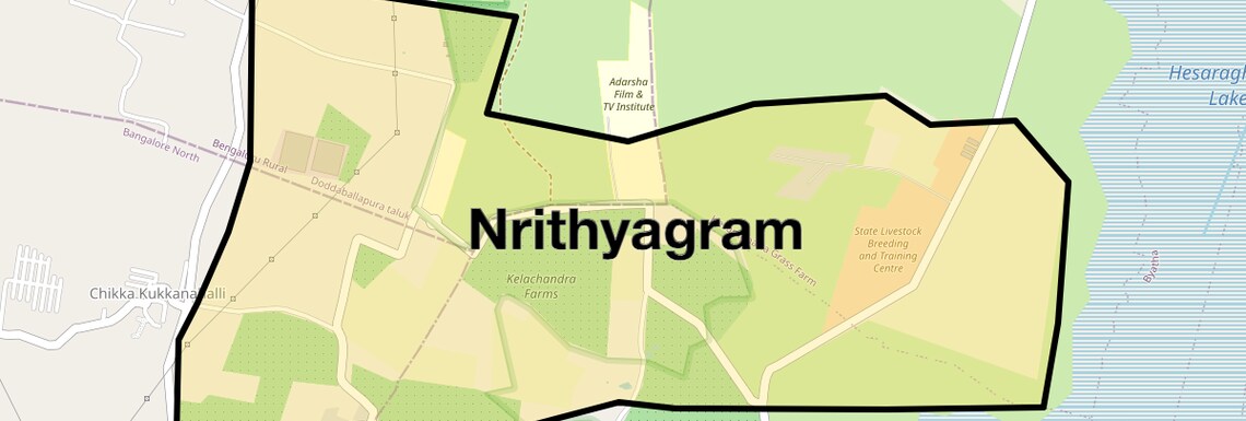 Location Map of Nrithyagram, Bangalore