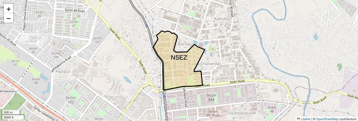 Location Map of NSEZ, Noida