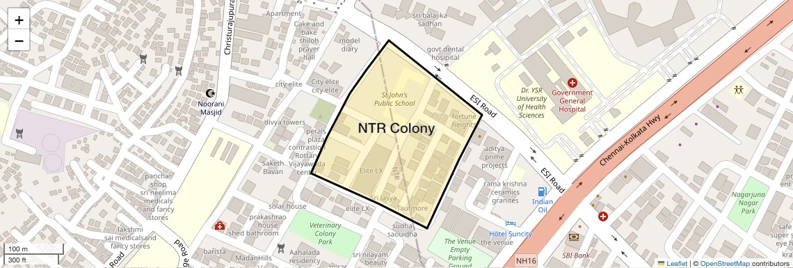 Location Map of NTR Colony, Vijayawada