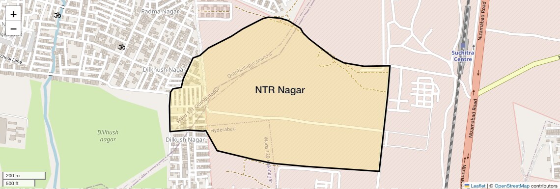 Location Map of Ntr Nagar, Hyderabad