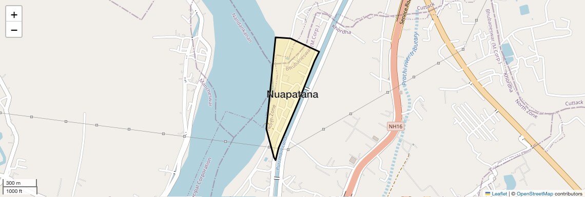 Location Map of Nuapatana, Bhubaneswar