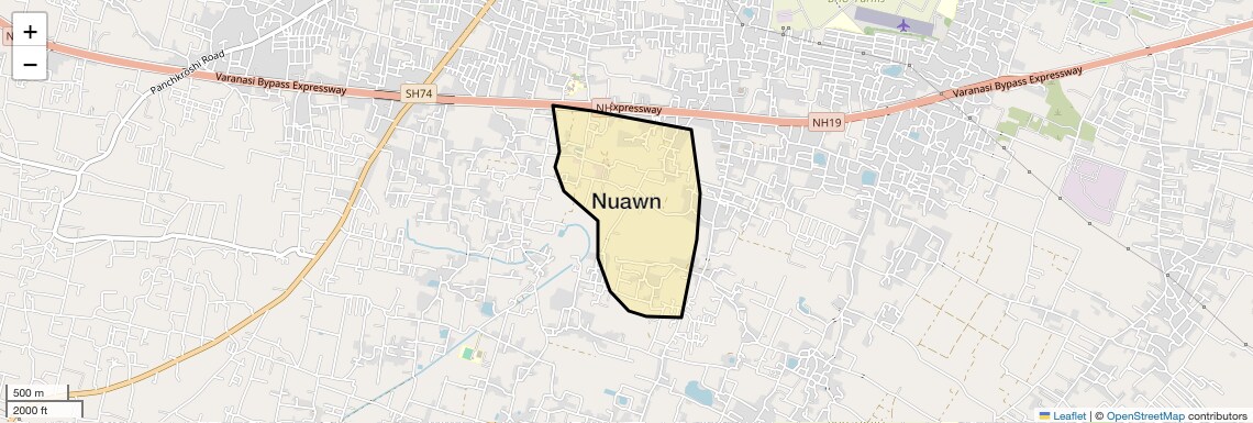 Location Map of Nuawn, Varanasi