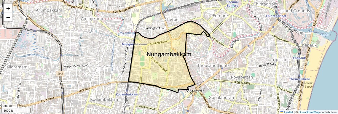 Location Map of Nungambakkam, Chennai