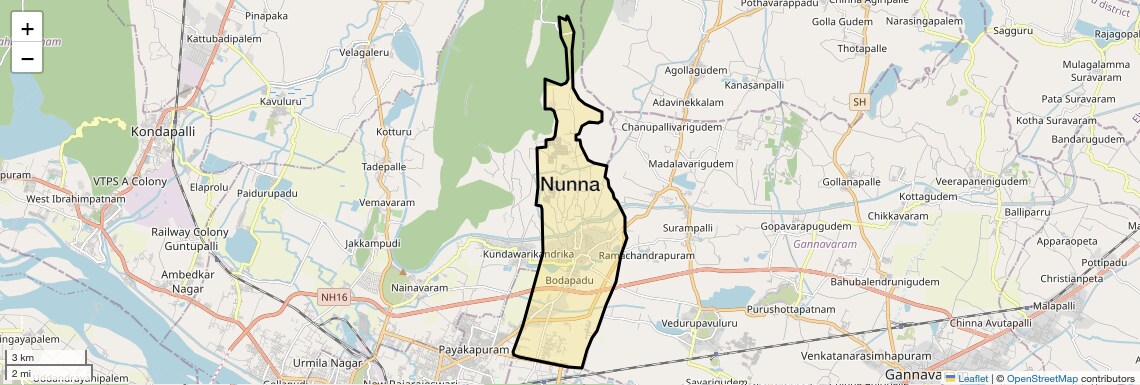 Location Map of Nunna, Vijayawada