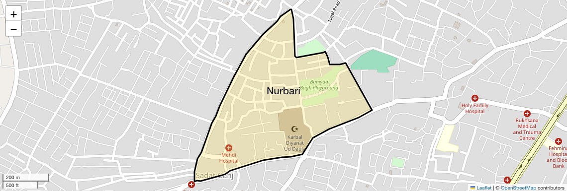 Location Map of Nurbari, Lucknow