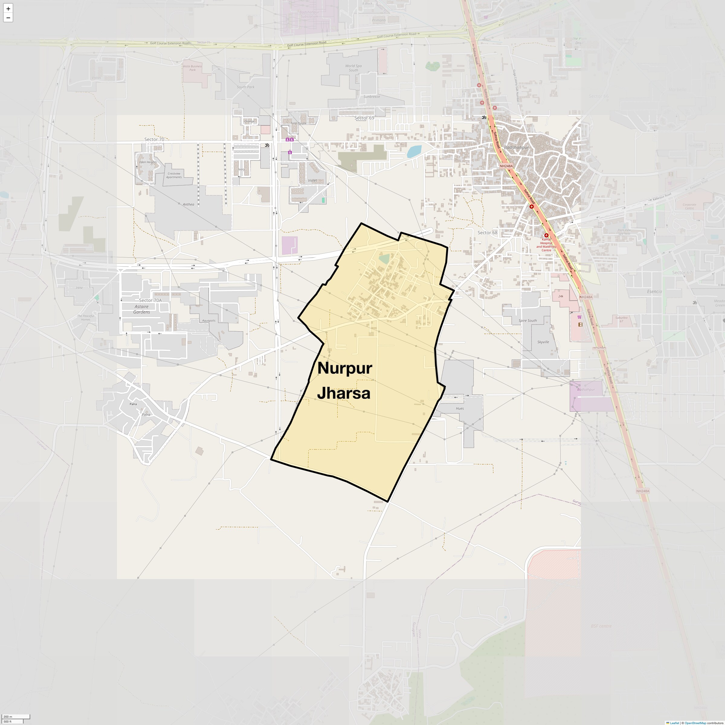 Location Map of Nurpur Jharsa, Gurgaon