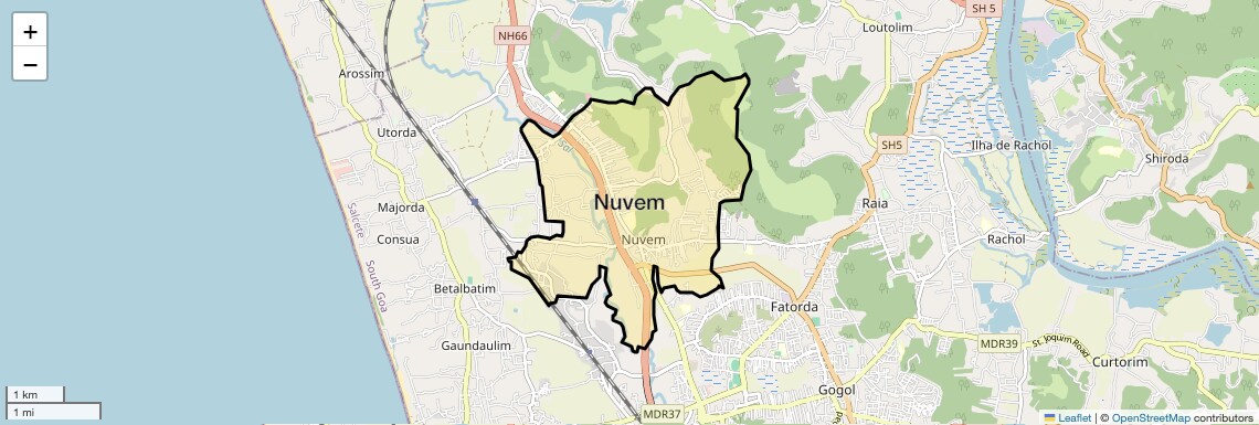 Location Map of Nuvem, Goa