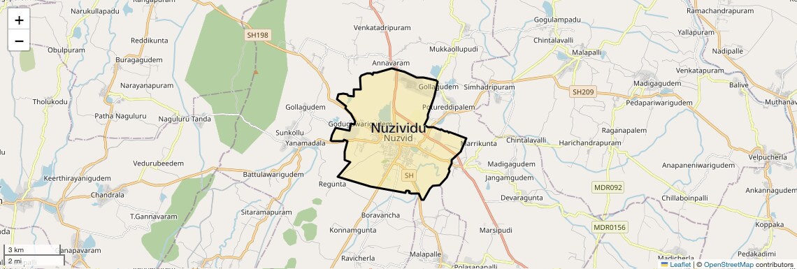 Location Map of Nuzividu, Vijayawada