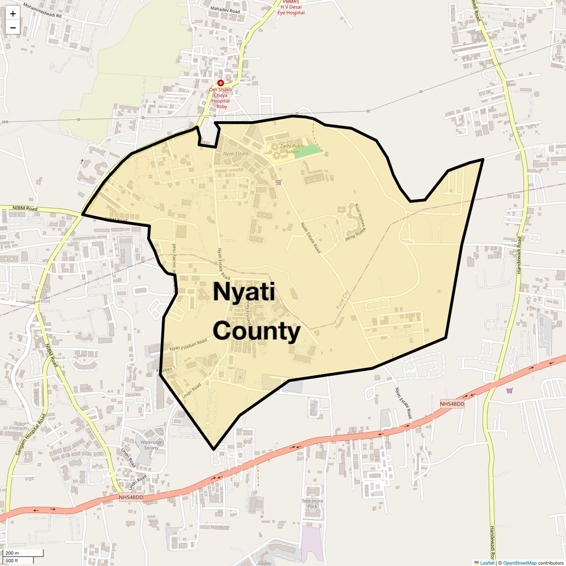 Location Map of Nyati County, Pune