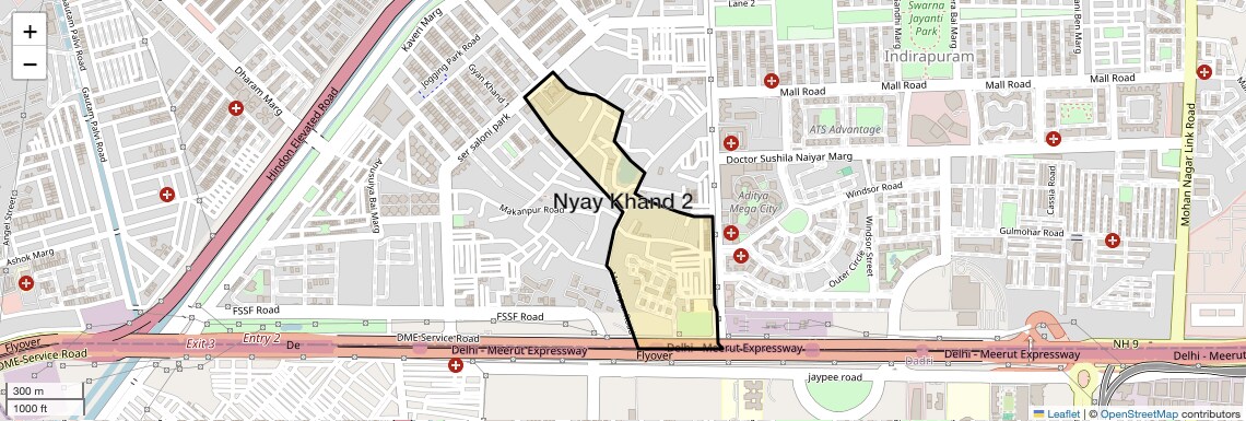 Location Map of Nyay Khand 2, Ghaziabad