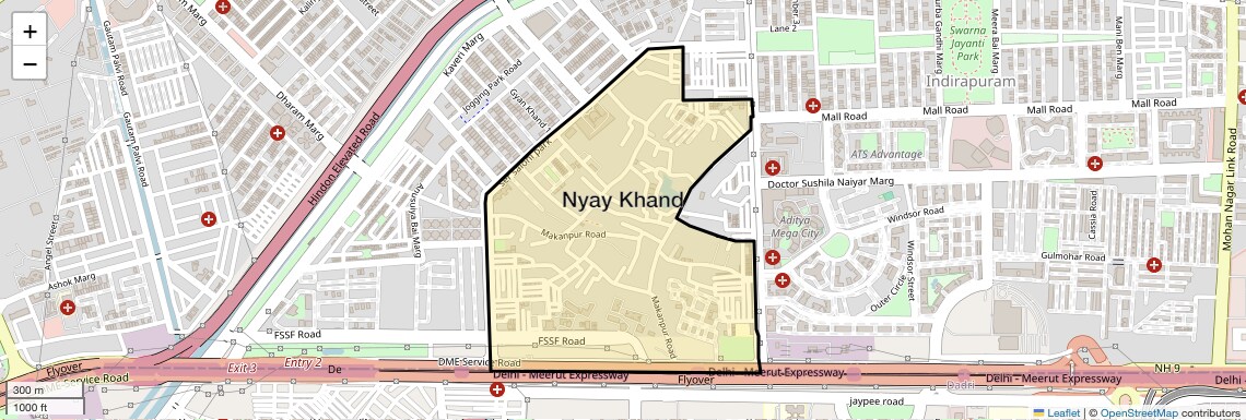 Location Map of Nyay Khand, Ghaziabad