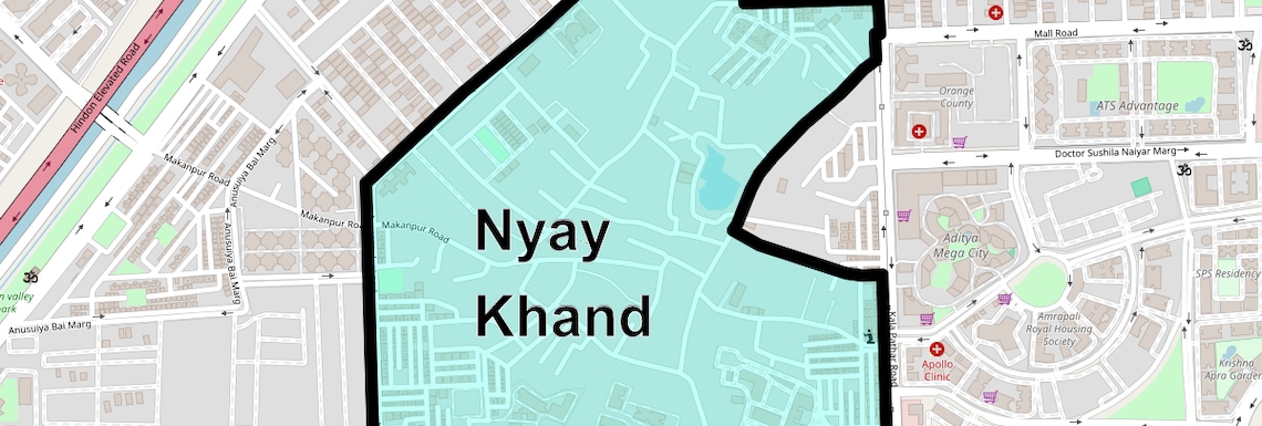 Location Map of Nyay Khand, Ghaziabad