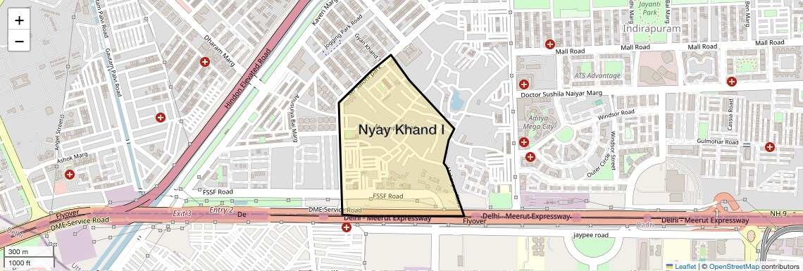 Location Map of Nyay Khand I, Ghaziabad