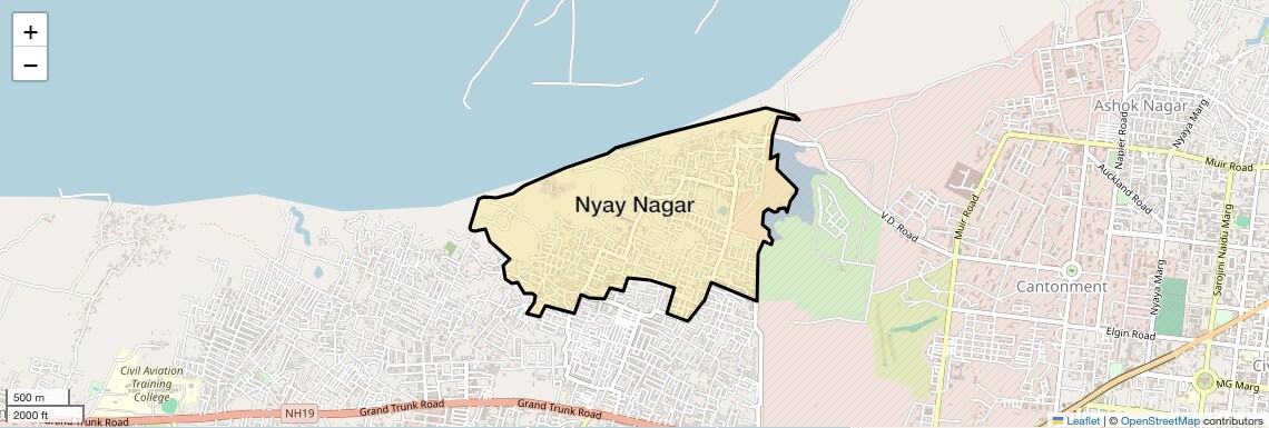 Location Map of Nyay Nagar, Allahabad