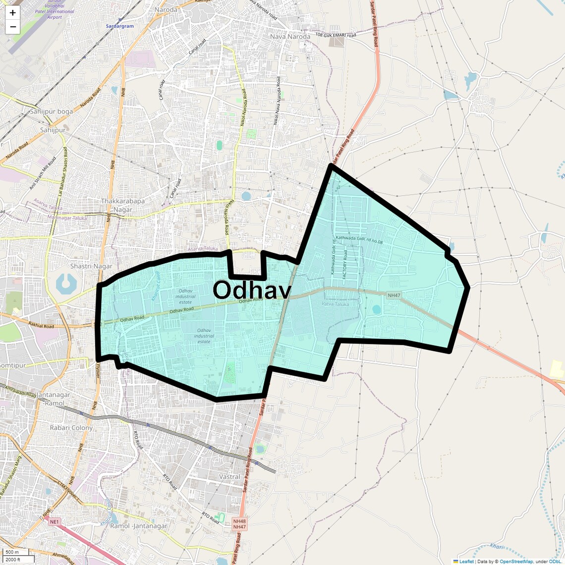 Location Map of Odhav, Ahmedabad