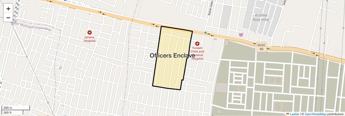 Location Map of Officers Enclave, Jaipur