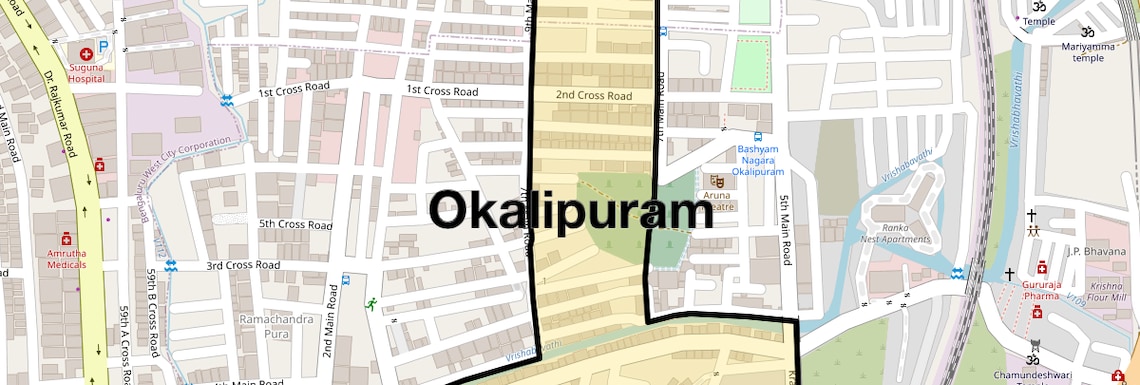 Location Map of Okalipuram, Bangalore