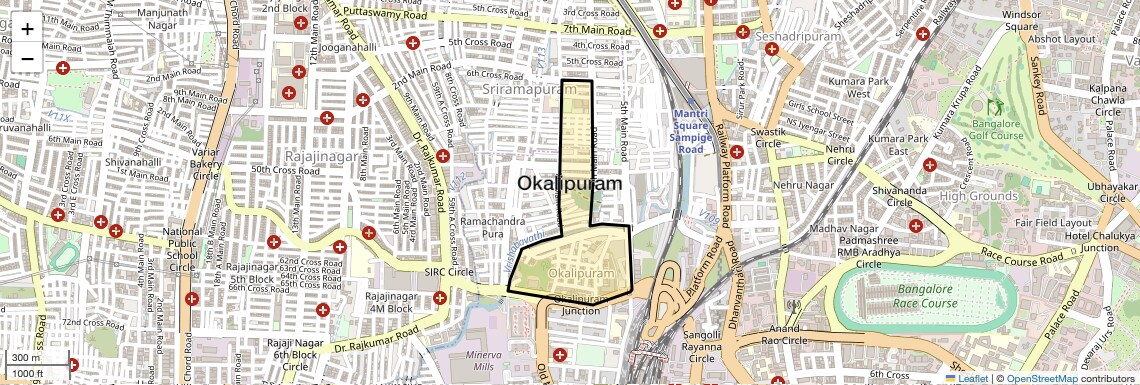 Location Map of Okalipuram, Bangalore