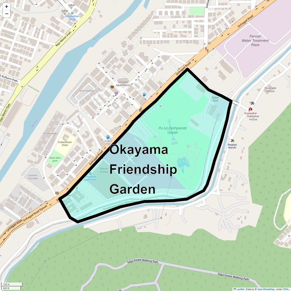 Location Map of Okayama Friendship Garden, Pune