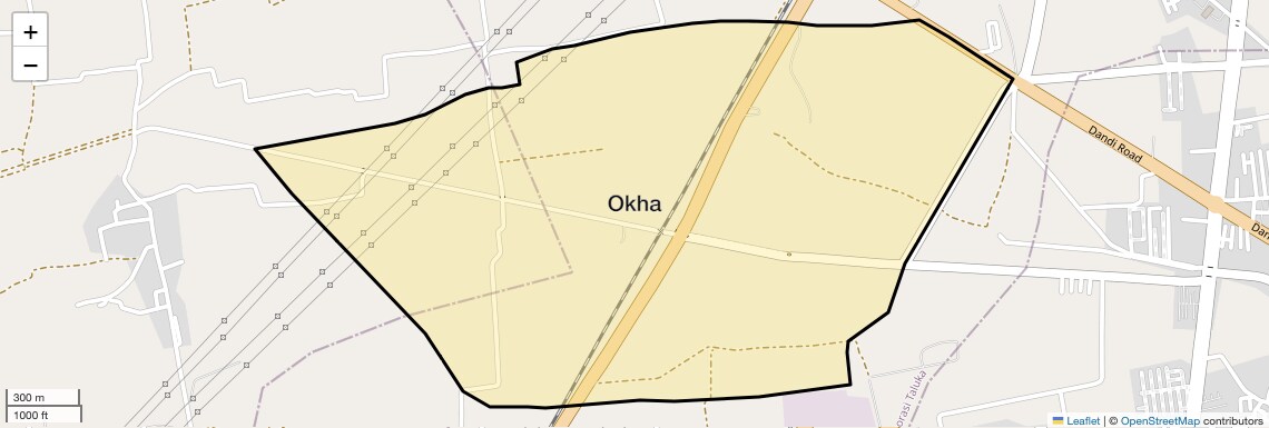 Location Map of Okha, Surat