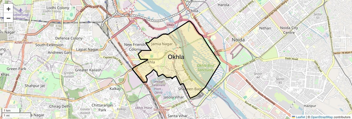 Location Map of Okhla, Delhi