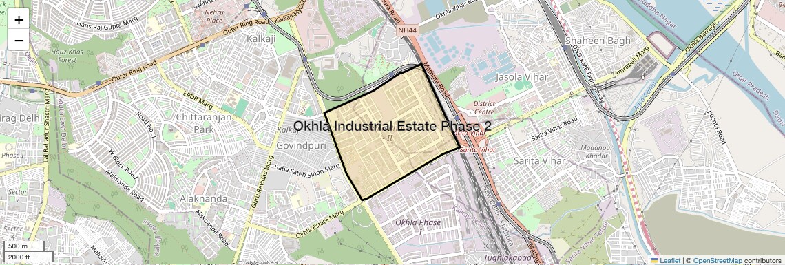 Location Map of Okhla Industrial Estate Phase 2, Delhi
