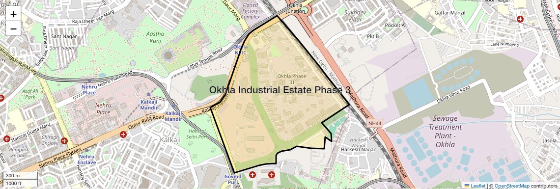 Location Map of Okhla Industrial Estate Phase 3, Delhi