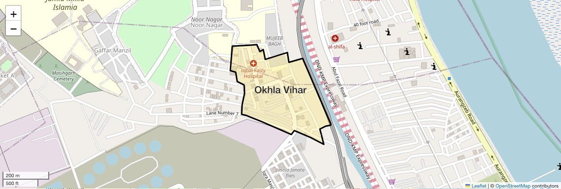 Location Map of Okhla Vihar, Delhi