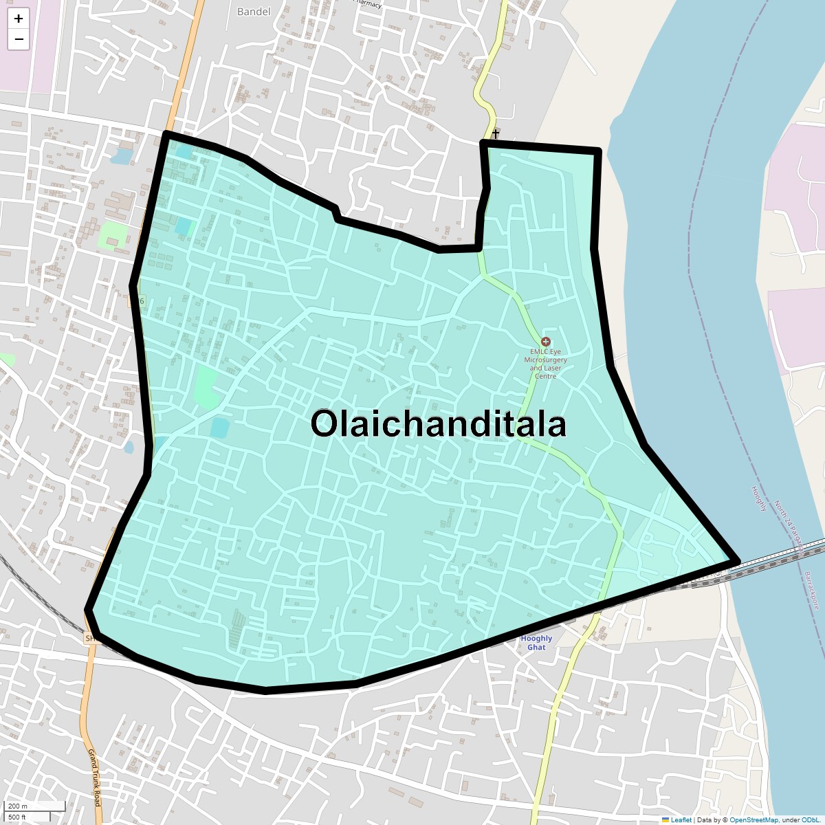 Location Map of Olaichanditala, Kolkata