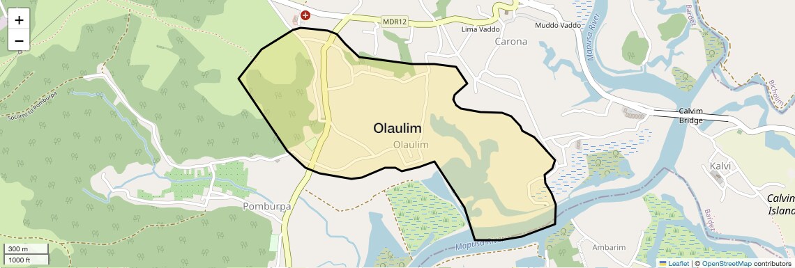 Location Map of Olaulim, Goa