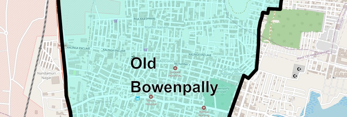 Location Map of Old Bowenpally, Hyderabad
