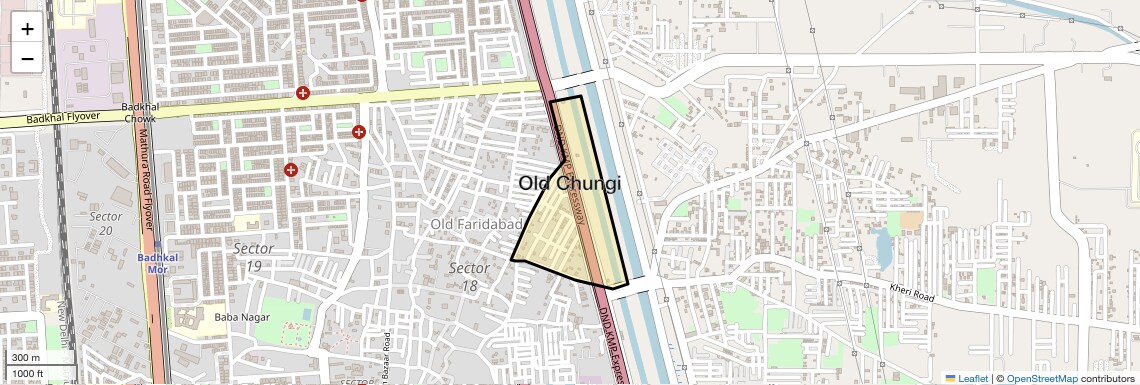 Location Map of Old Chungi, Faridabad