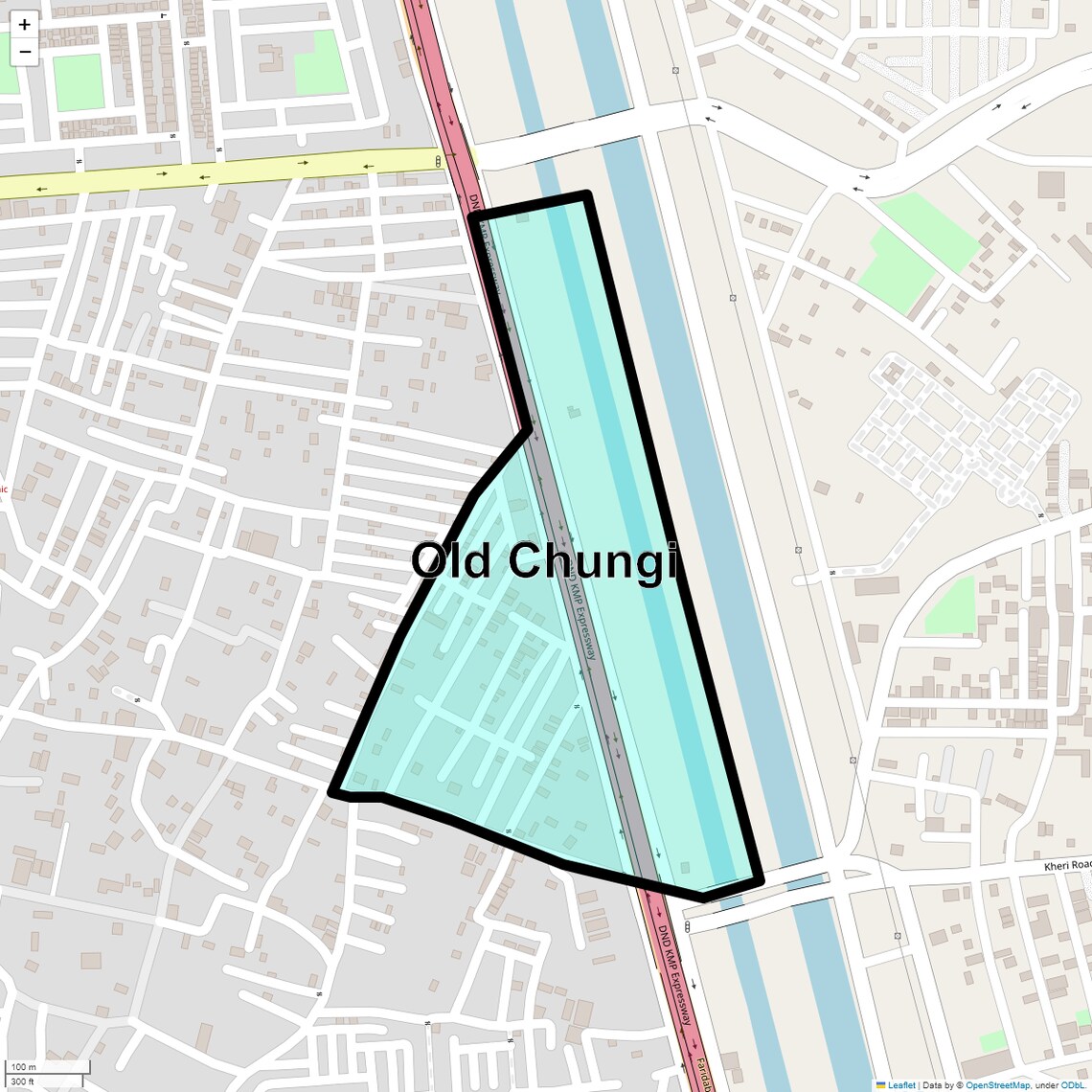 Location Map of Old Chungi, Faridabad