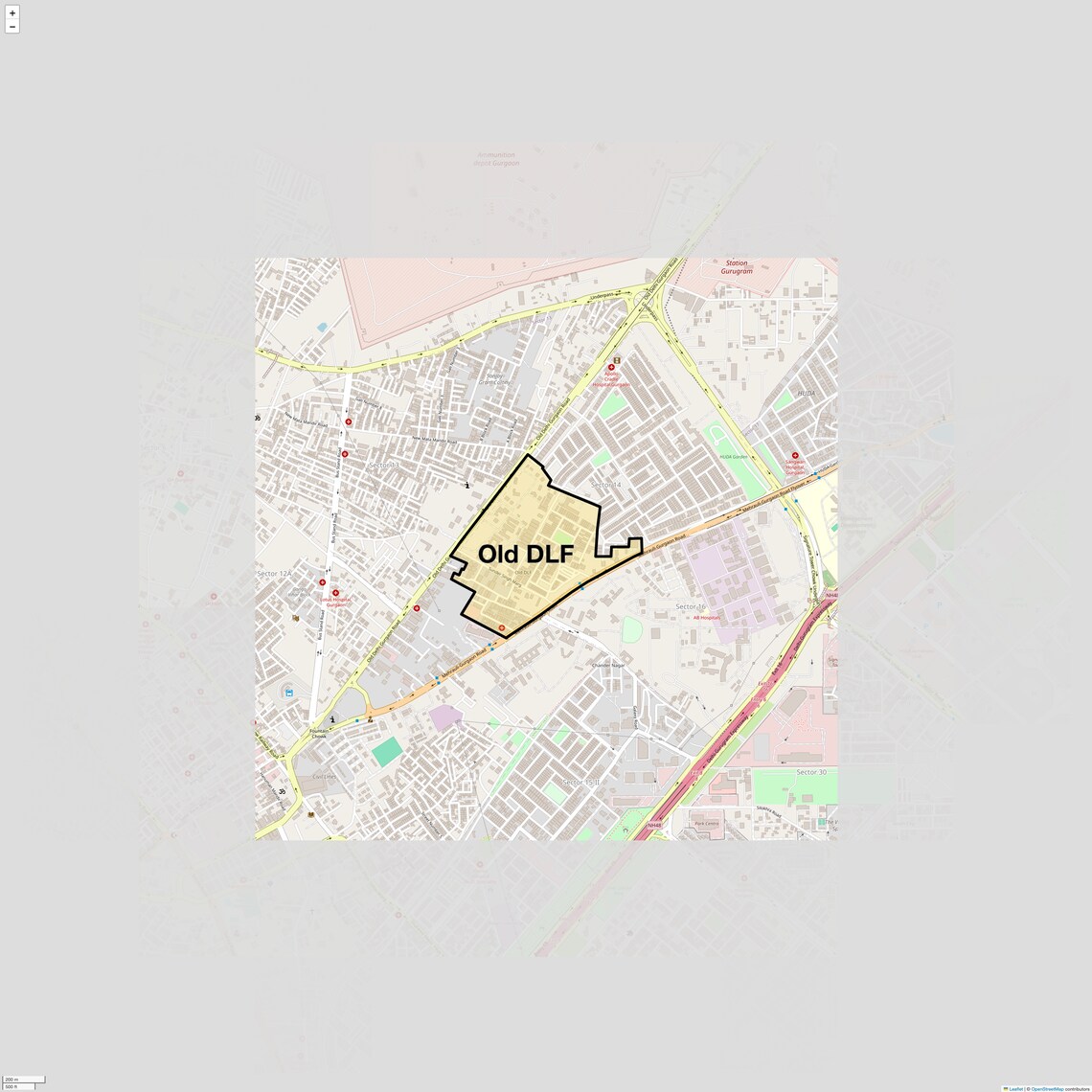 Location Map of Old Dlf, Gurgaon